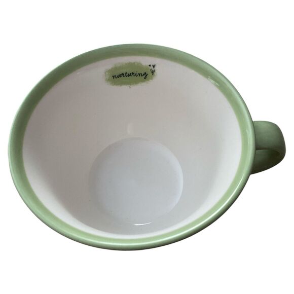 Starbucks 2006 “Nurturing” Mug Green Rim Yellow Flower 10 oz Inspirational - Picture 3 of 5